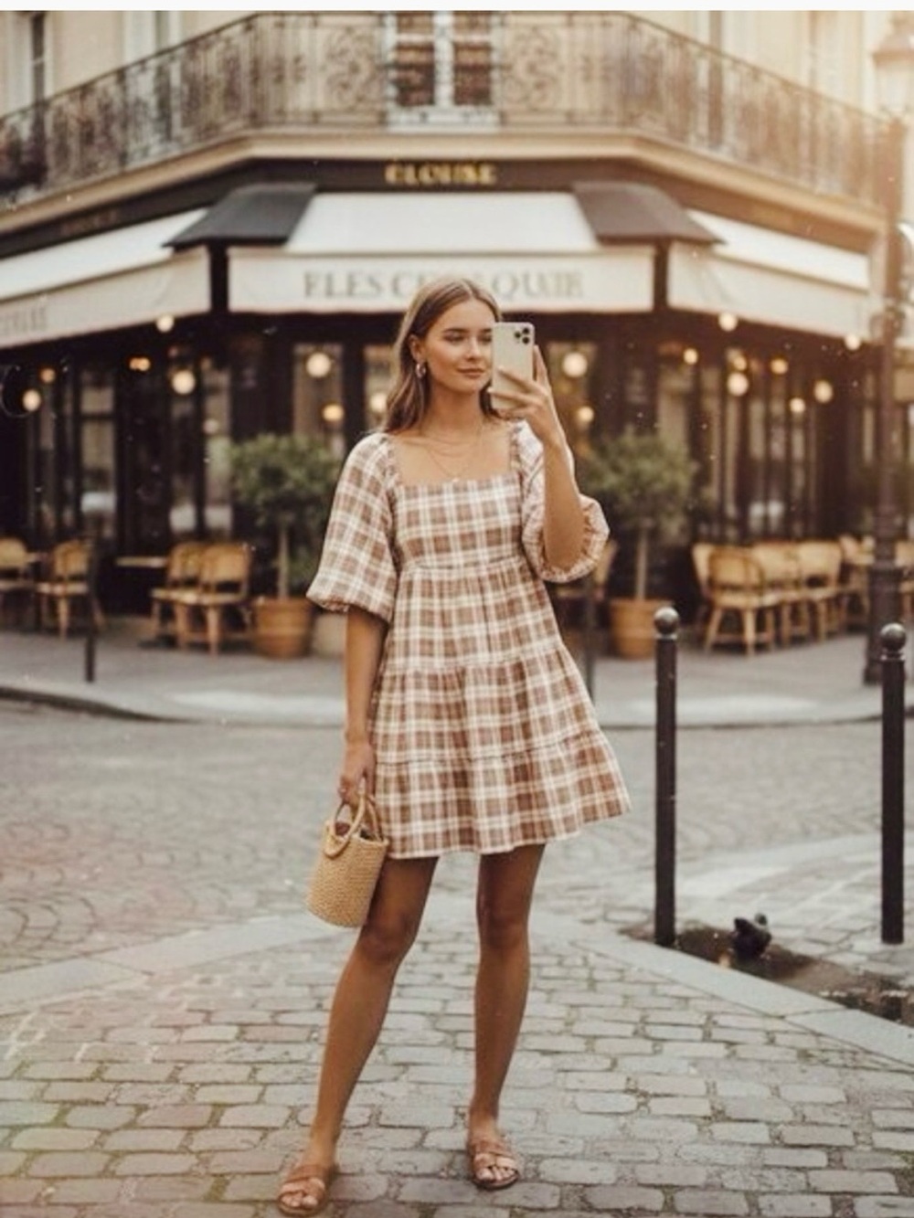 NWT Faithfull The Brand Eryn Mini Dress in Lori Check Print Size 4